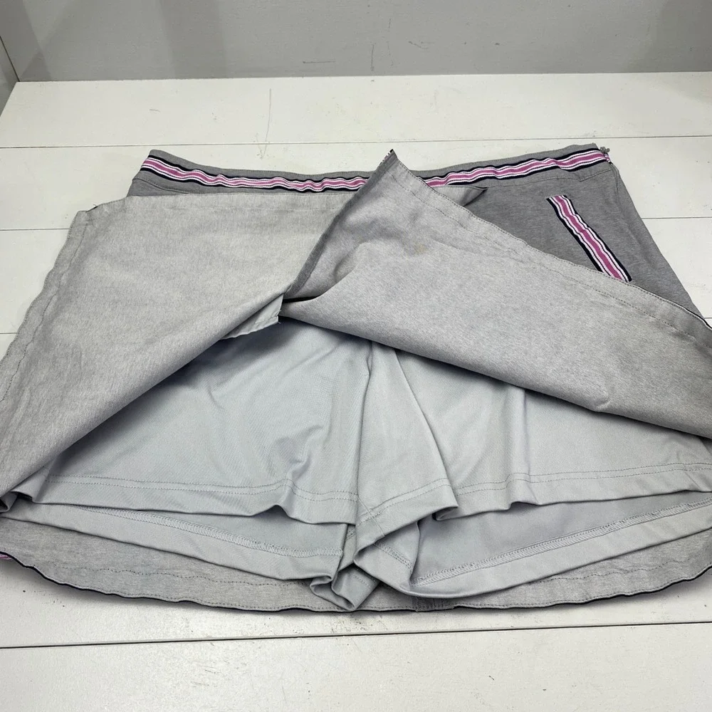 Lady Hagen Golf Skort Womens 16 Gray Stripe Active Athletic Skirt Tennis Preppy